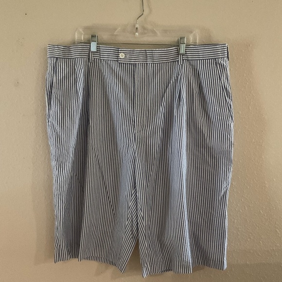 Linea Uomo Seersucker Shorts Golf Outdoors Blue & White Stripes Men’s Size 44W - Picture 1 of 10
